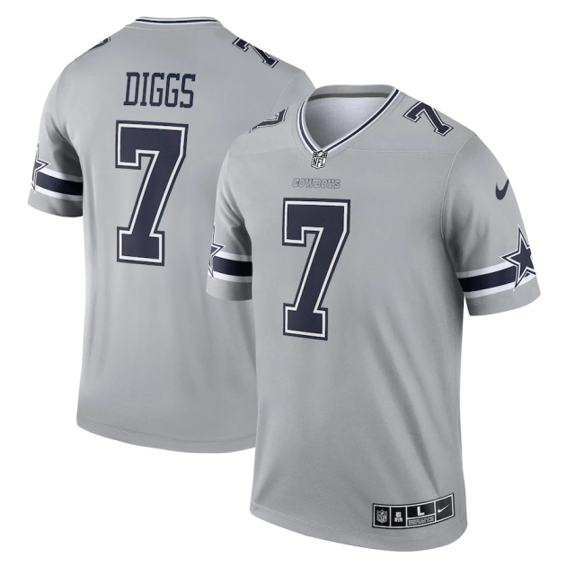 mens nike trevon diggs gray dallas cowboys inverted legend jersey